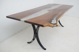 Live Edge Dining Table With White Epoxy River 2