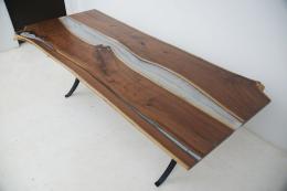 Live Edge Dining Table With White Epoxy River 4