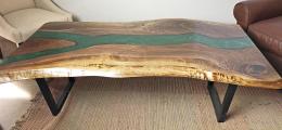 Live Edge Coffee Table With Green Epoxy River5