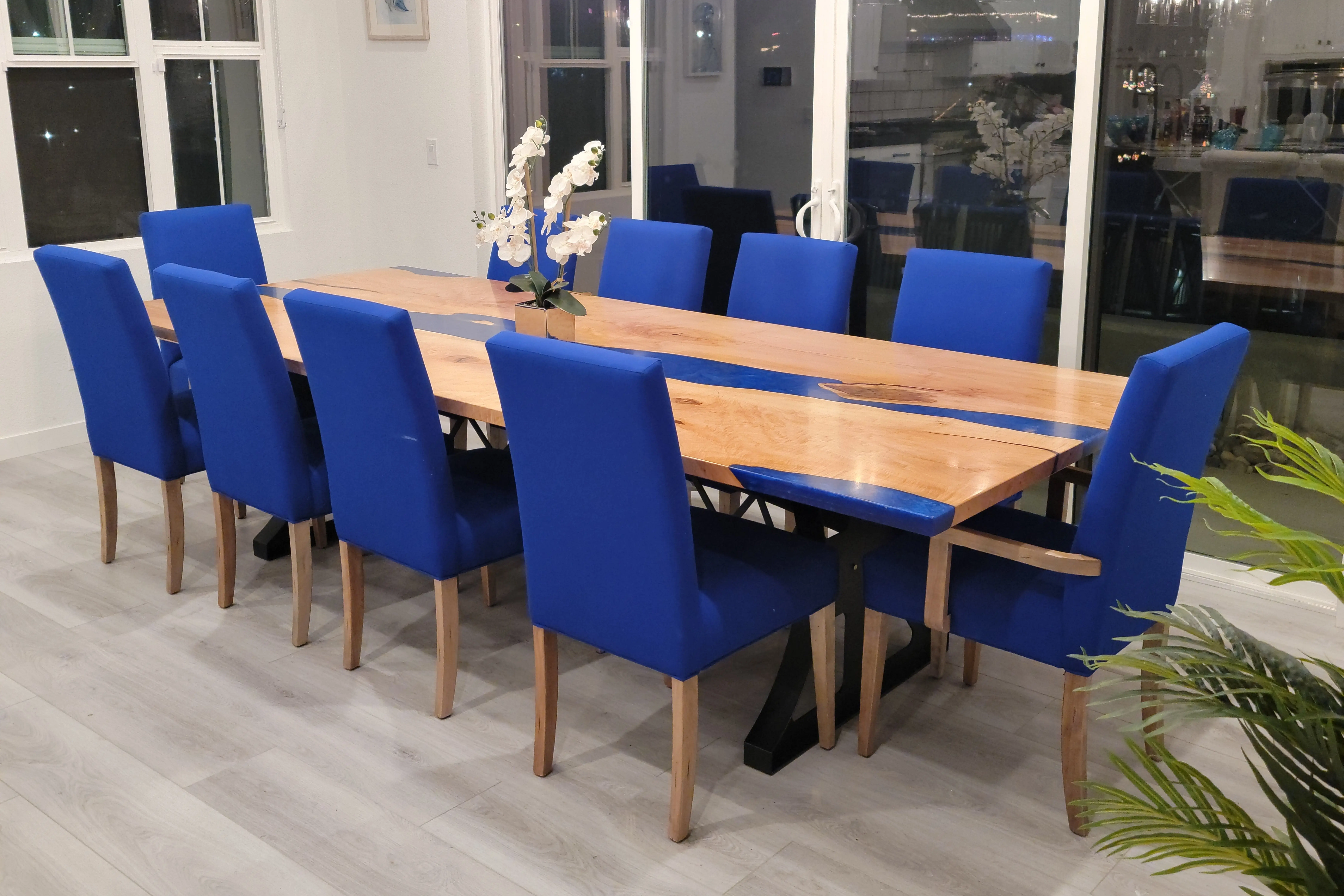 Custom Wood & Epoxy Dining & Epoxy Kitchen Tables for Sale Online [Costs, Sizes, Modern Tops, Live Edge]